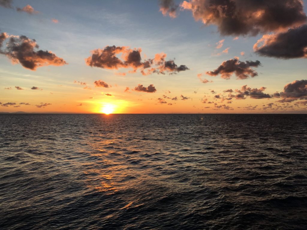 Sunrise over the Great Barrier Reef from the Pro Dive boat